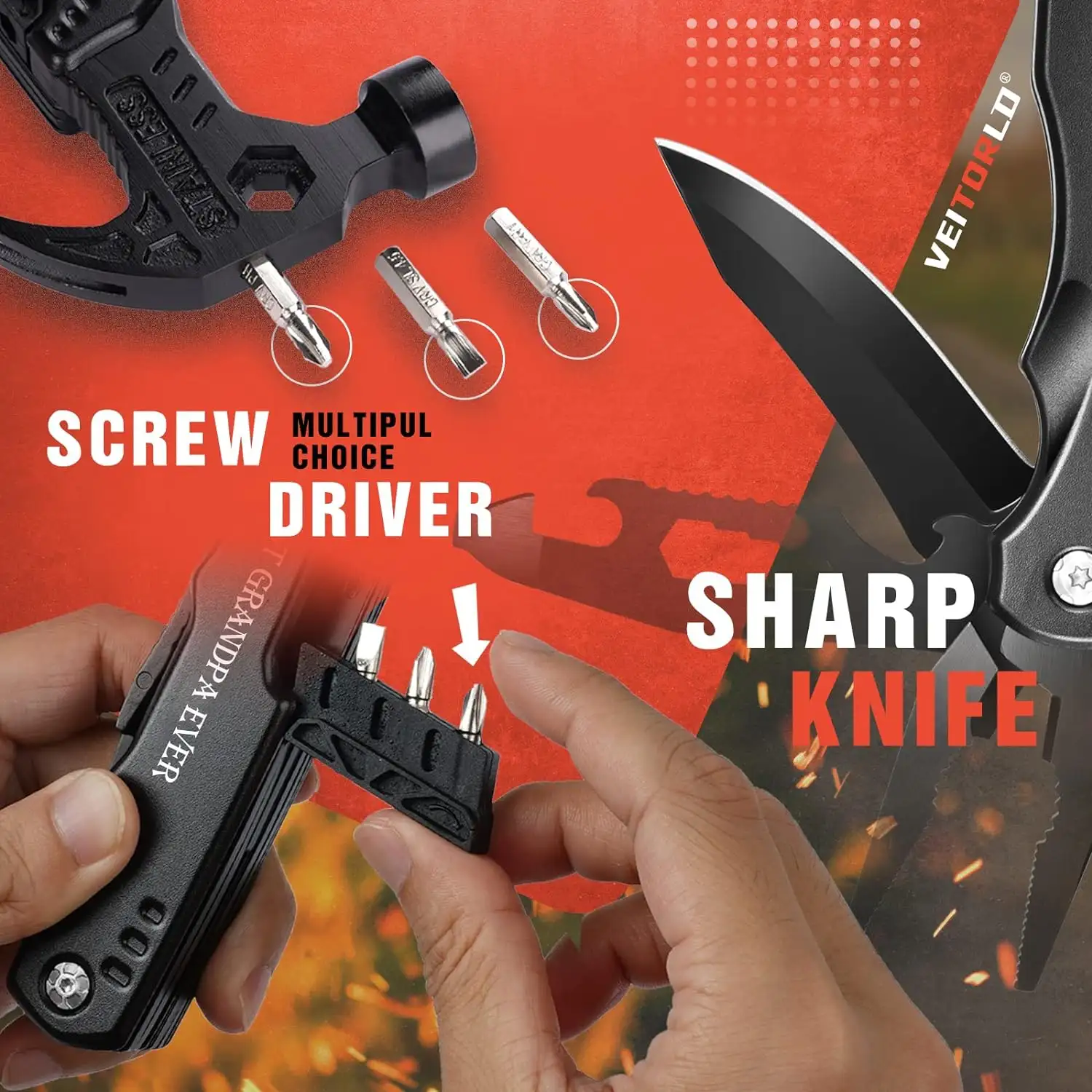 VEITORLD All in One Survival Tools Hammer Multitool - 81 4mmfkd8l._ac_sl1500_